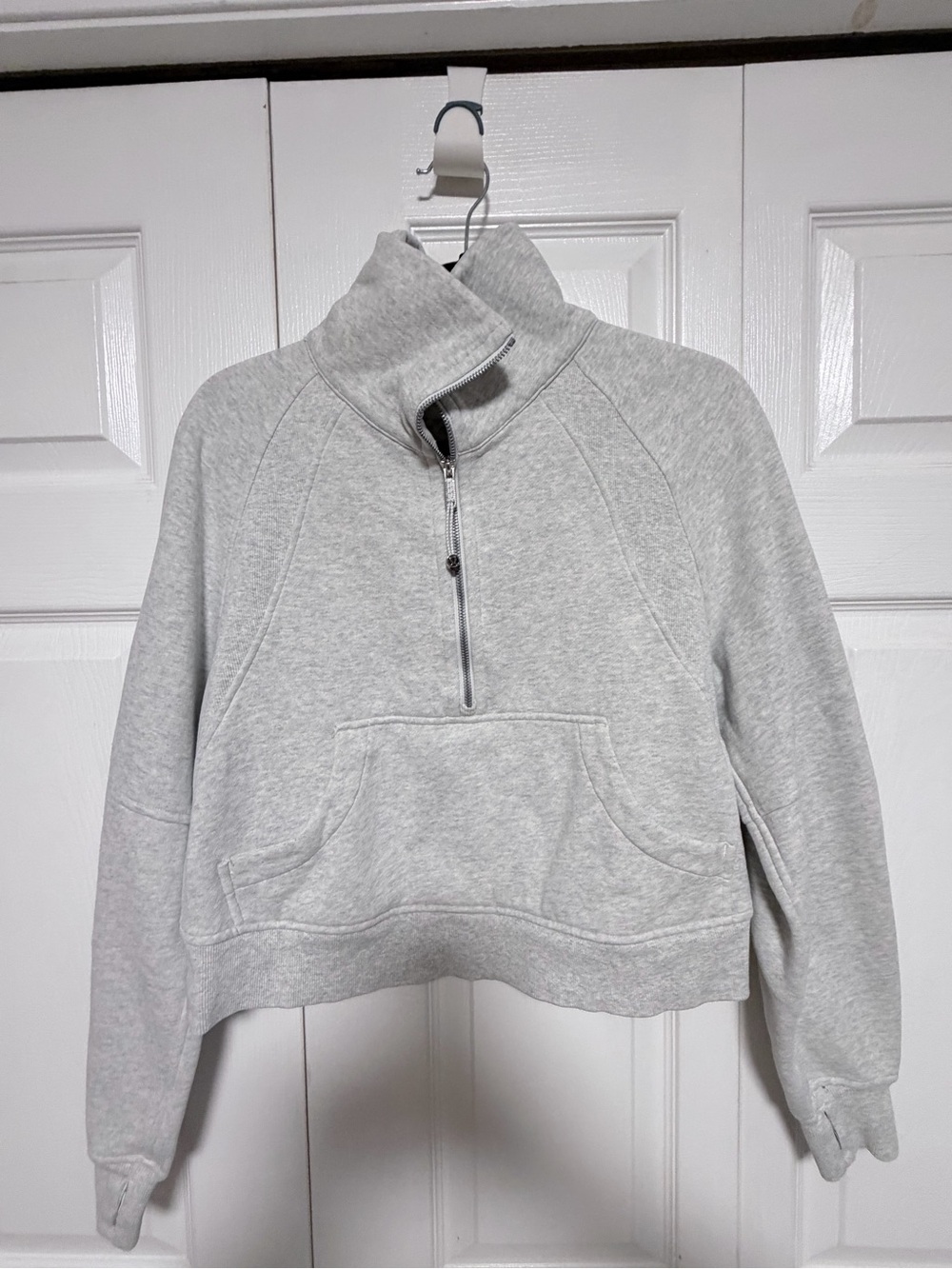 lululemon athletica  Scuba Light Gray Half-Zip Funnel Neck Pullover